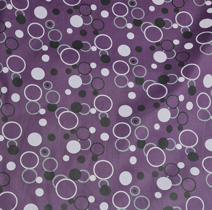 Cotton Popline Fabric Circle Printed Purple Colour 55" Wide