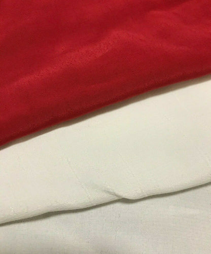 WHITE AND RED VISCOSE FABRIC - SOLD BY THE METRE