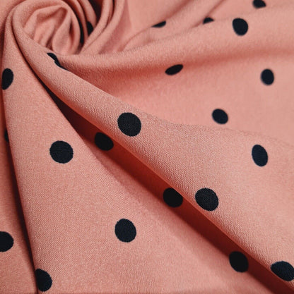 Crepe Fabric Black Spotted Old Rose Colour 55'' Wide By The Metre