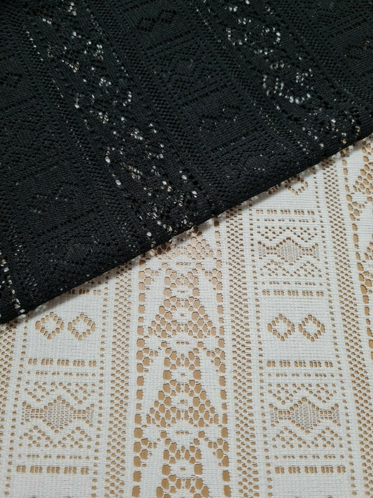 LACE FABRIC BLACK AND CREAM - SOLD BY THE METRE