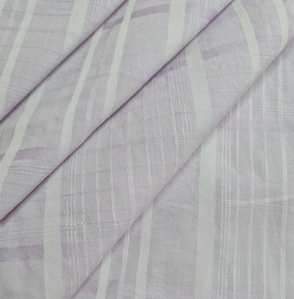 Checked Cotton Shirt Fabric Light Lilac And Khaki Colours 55" Wide Sold By Metre