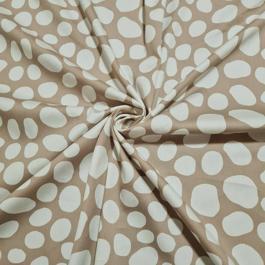 Sateen Fabric Cotton Blend Ivory Spotted Beige Colour 49" Wide