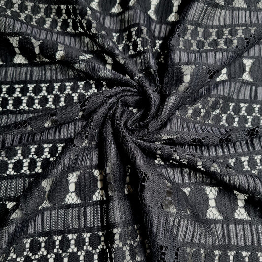 Black Lace Fabric 55" Wide Non Stretch -Sold By Metre