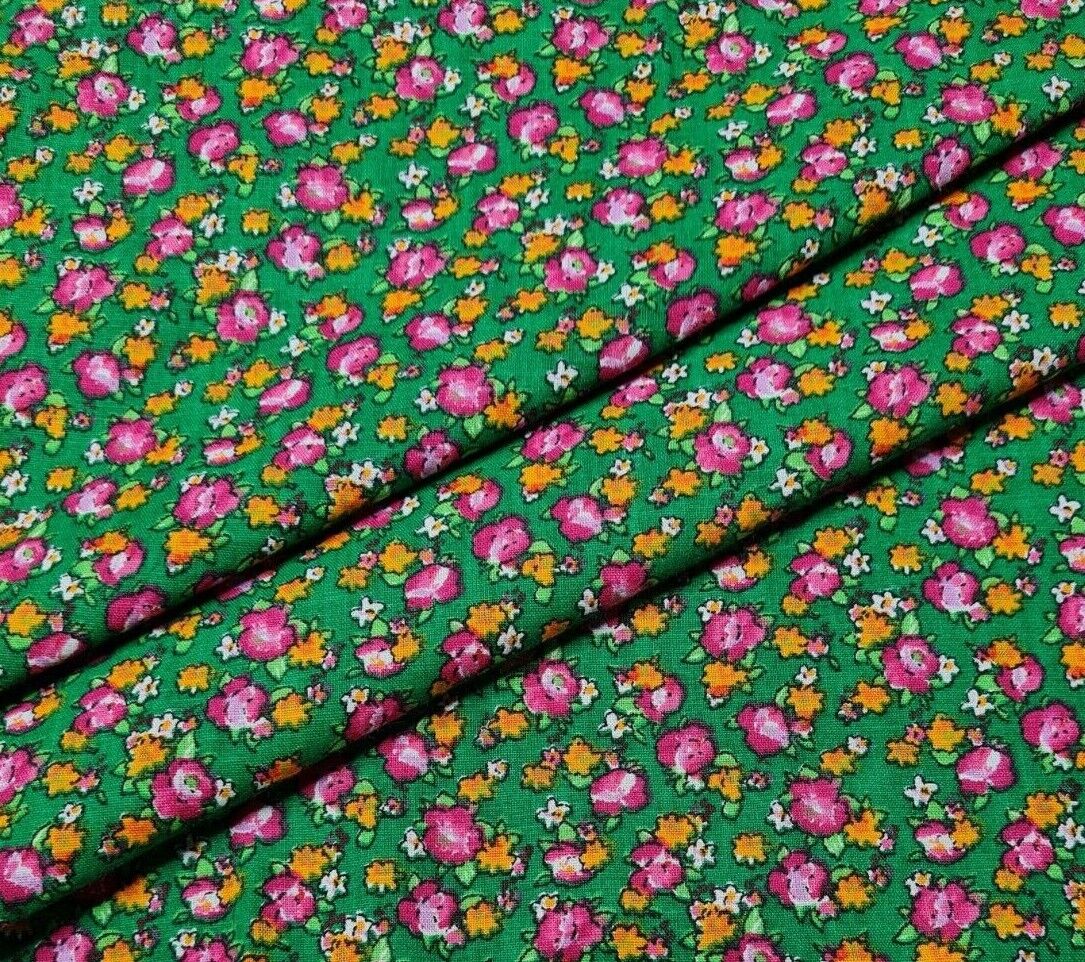 Egyptian Cotton Fabric Vintage Floral Printed 33" Wide