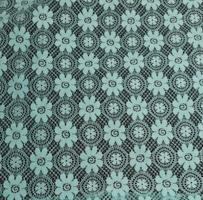 Floral Lace Fabric Light Green Colour 2-Way Stretch 55" Wide By The Metre