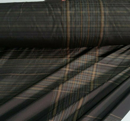 CHECKED TAFFETA FABRIC BLACK AND BROWN COLOUR-SOLD BY THE METRE