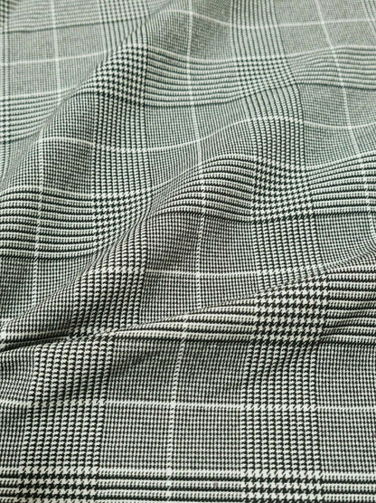 Dressmaking Fabric Viscose Mix Black And White Checked 2 Way Stretch 55" Wide