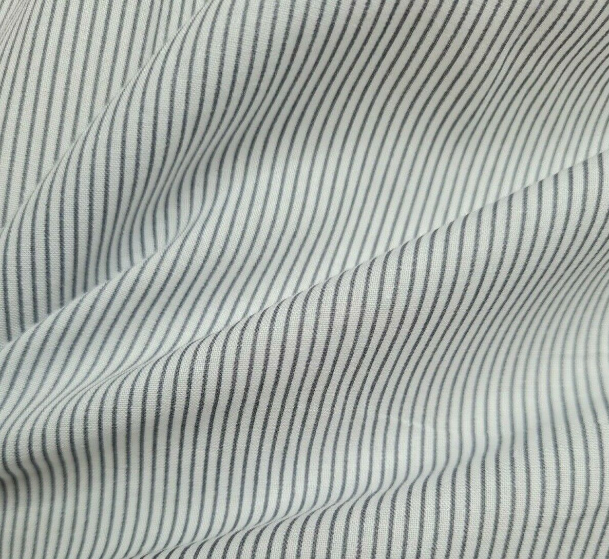 Cotton Voile Fabric Grey Striped White Colour 55" Wide