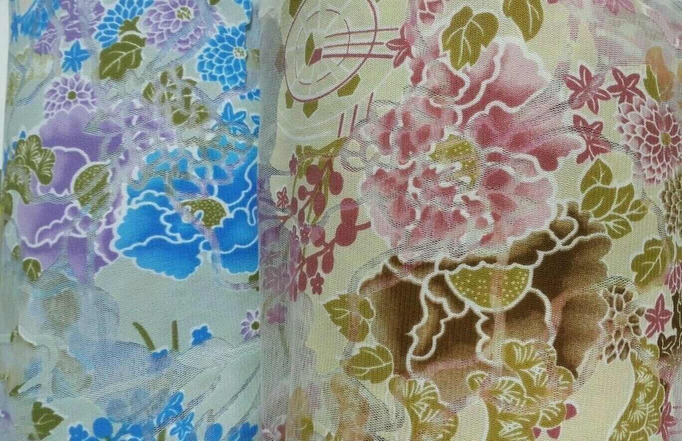 LACE TULLE FABRIC FLORAL PRINTED STRETCH-2 COLOUR-SOLD BY THE METER