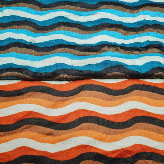 Jersey Knit Fabric Wavy Stripes Printed Crinkled 53" Wide Sold By  Metre A1-169
