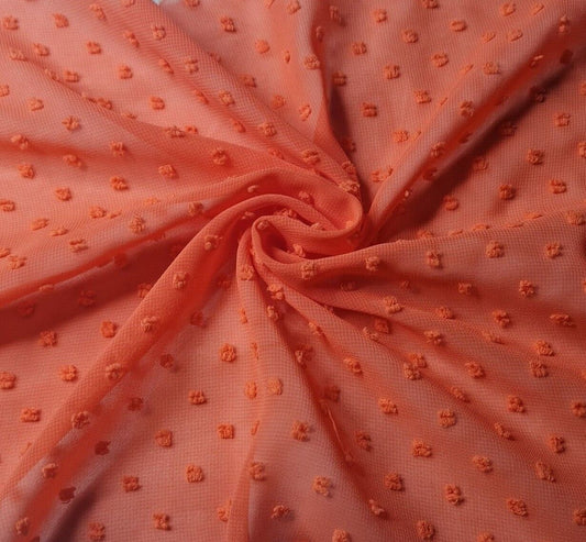 Dobby Chiffon Fabric Coral Colour 55" Wide Sold By Metre