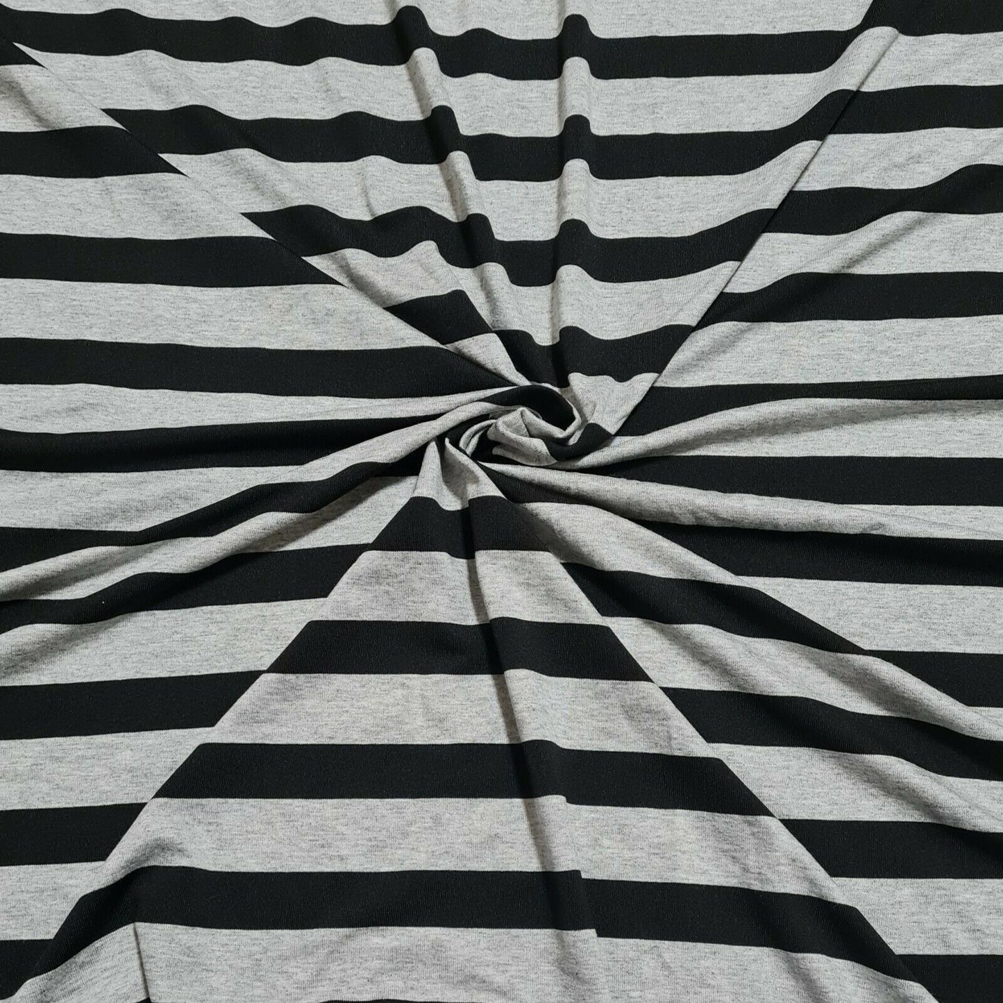 Viscose Polyester Jersey Fabric Grey Melange And Black Striped 66" Wide A1-147