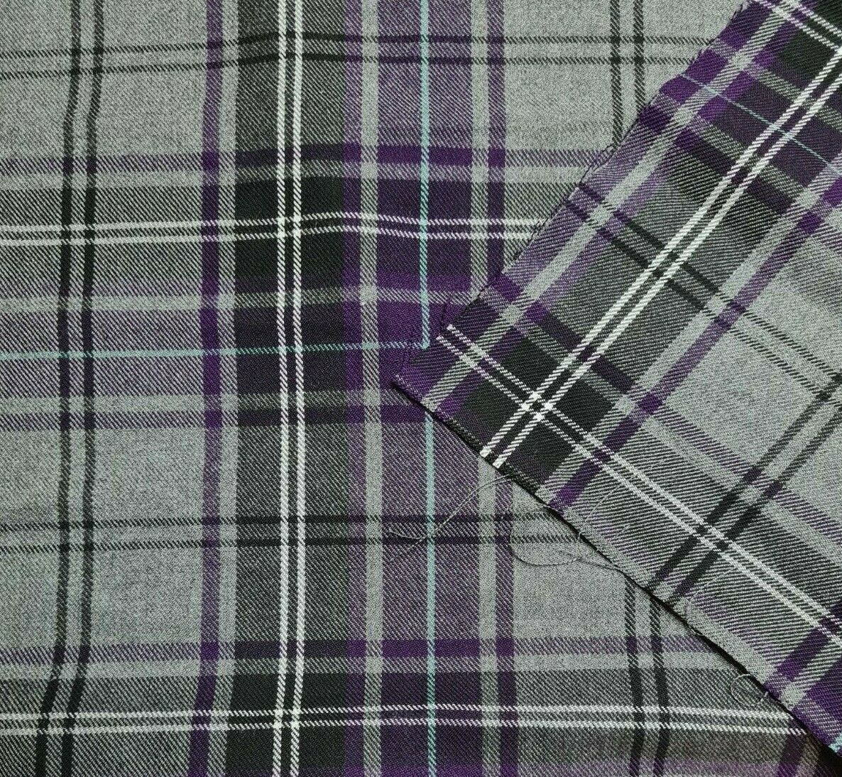 Check Tartan Polyviscose Fabric 55" Wide Sold By Metre