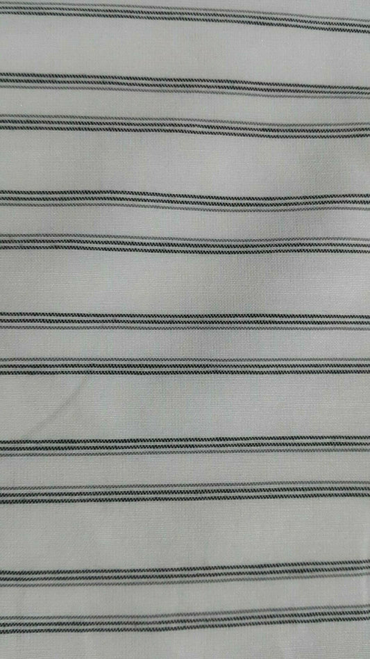 BLACK STRIPED WHITE STRETCH SHIRT FABRIC - SOLD BY THE METRE