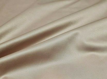 FABRIC SATIN STRETCH POLY COTTON BLACK AND TOASTED ALMOND COLOURS -BY METRE