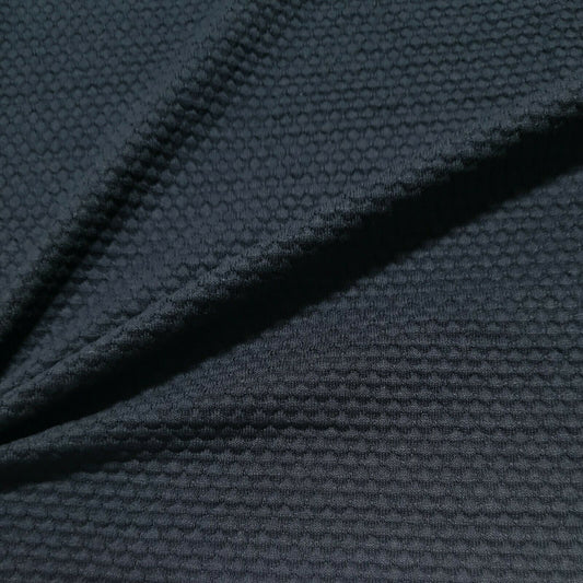 Viscose Jersey Fabric Honeycomb Figured Stretch Navy 59" Wide By The Metre A1-191