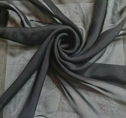 Pure Silk Chiffon Fabric Black Colour 51" Wide Sold ByMetre