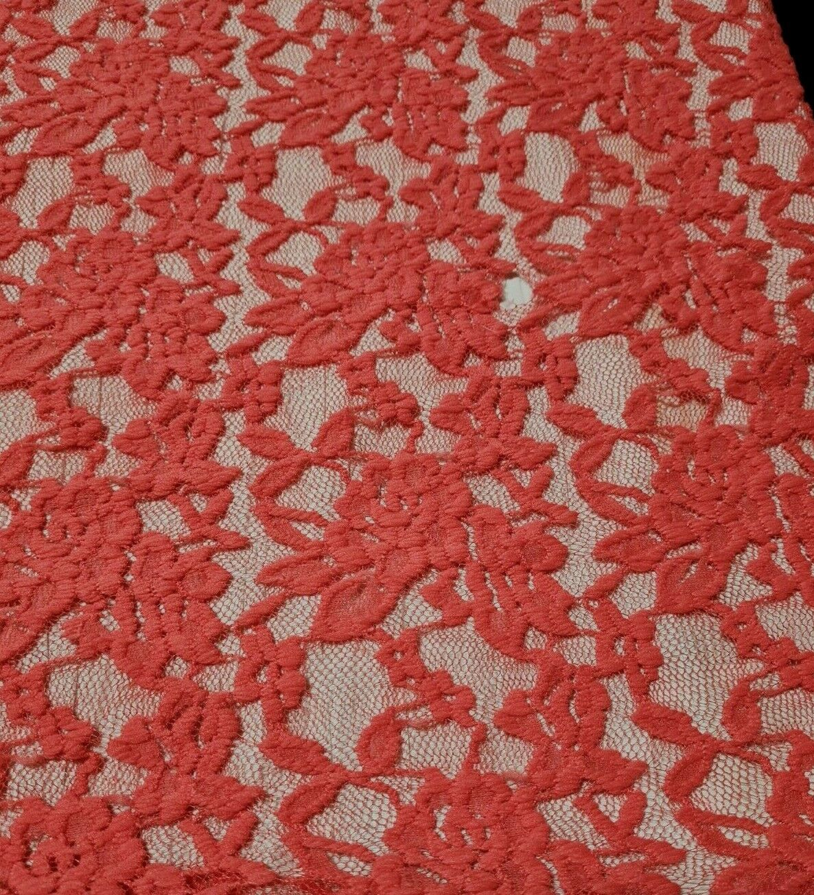 STRETCH LACE FABRIC MELON COLOUR FLORAL-SOLD BY THE METRE