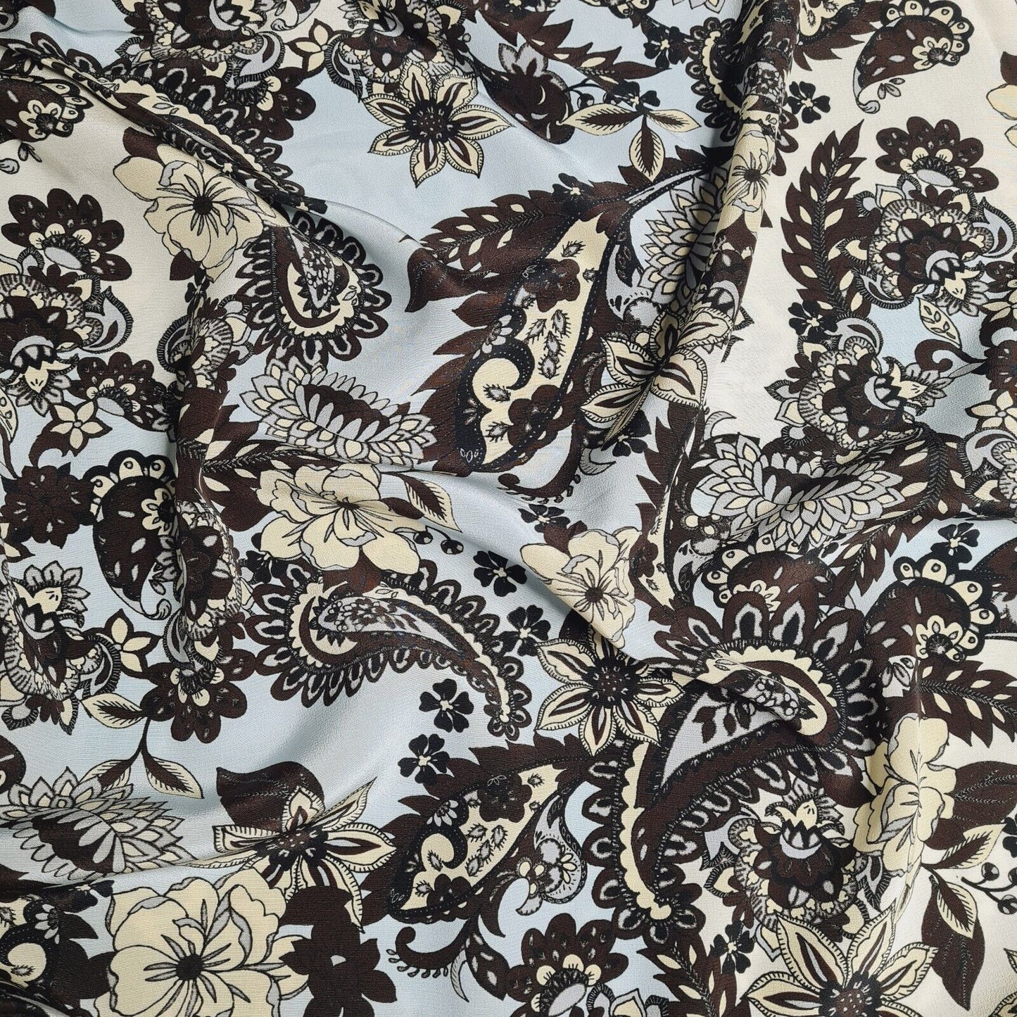 Pure Silk Crepe Fabric Floral Printed 53" Wide Sold By Metre