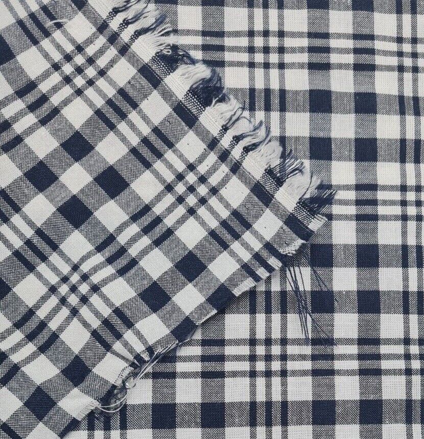 Checked Shirt Fabric Navy And White Colours 55" Wide Sold By Metre