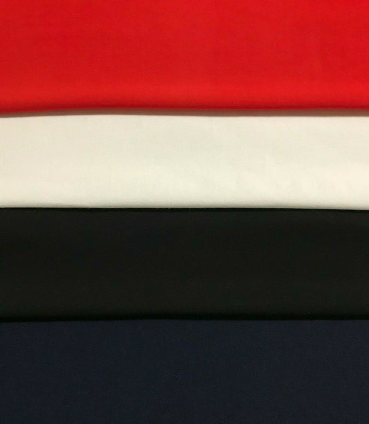 Stretch Viscose Fabric Red Black Navy Off-White Colours 39" Wide Non See-Through