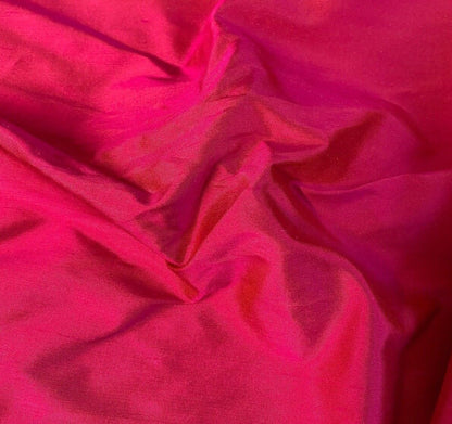 Dupion Pure Silk Fabric Fuchsia/Brick Colour 51" Sold By 2.75 Metres