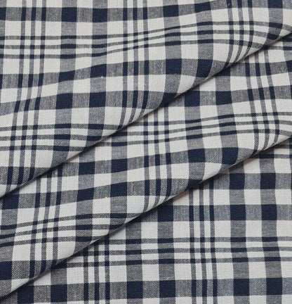 Checked Shirt Fabric Navy And White Colours 55" Wide Sold By Metre