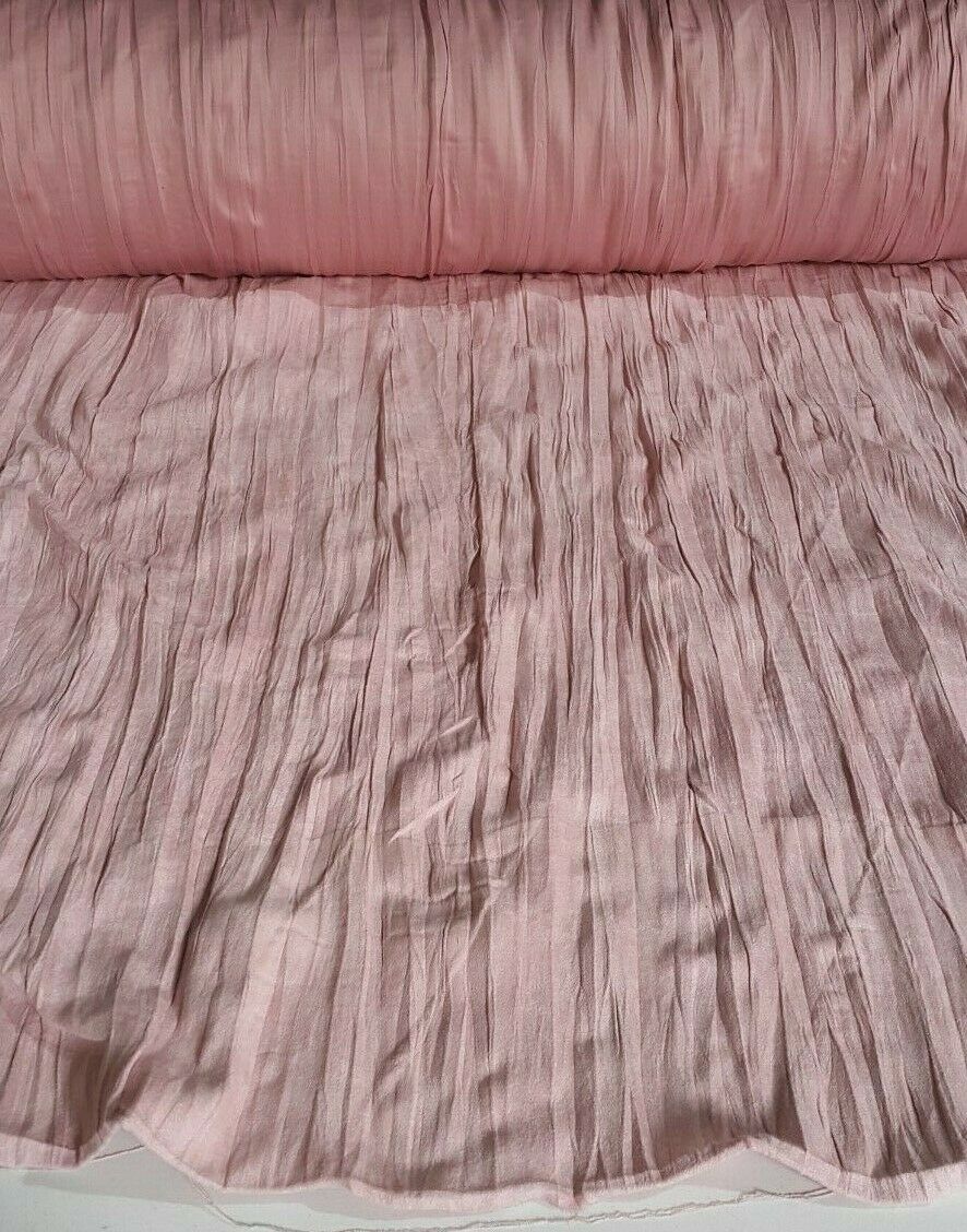 ROSE PINK CRINKLED VELOUR FABRIC - SOLD BY THE METER