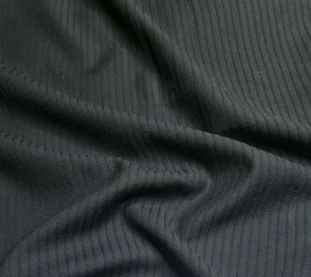 Wool Viscose Suit Fabric Striped Navy Colour Non Stretch 55" Wide Sold By Metre