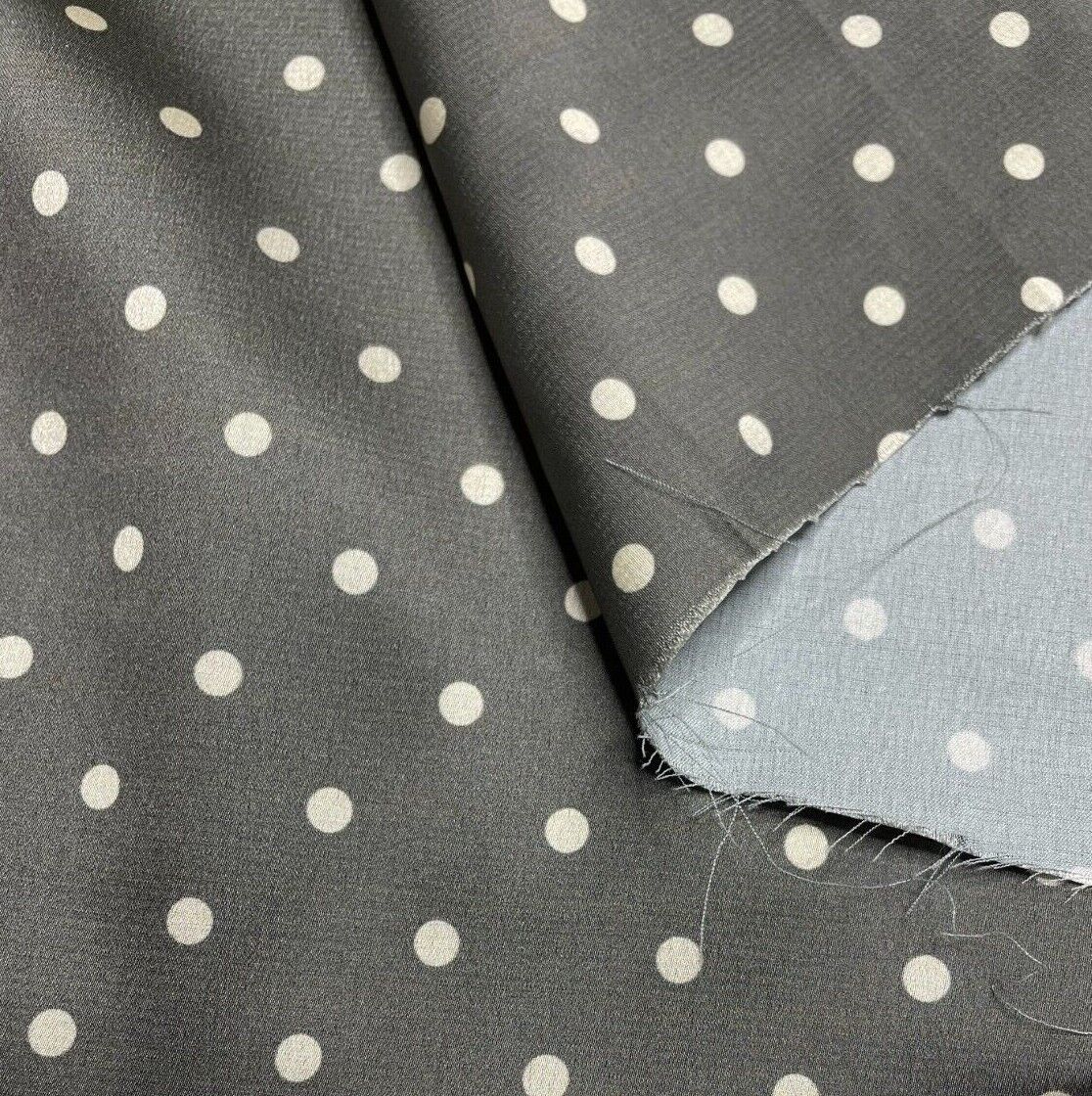 Satin Fabric Dark Olive Sprig Colour off White Spotted 55" Wide Sold By Metre