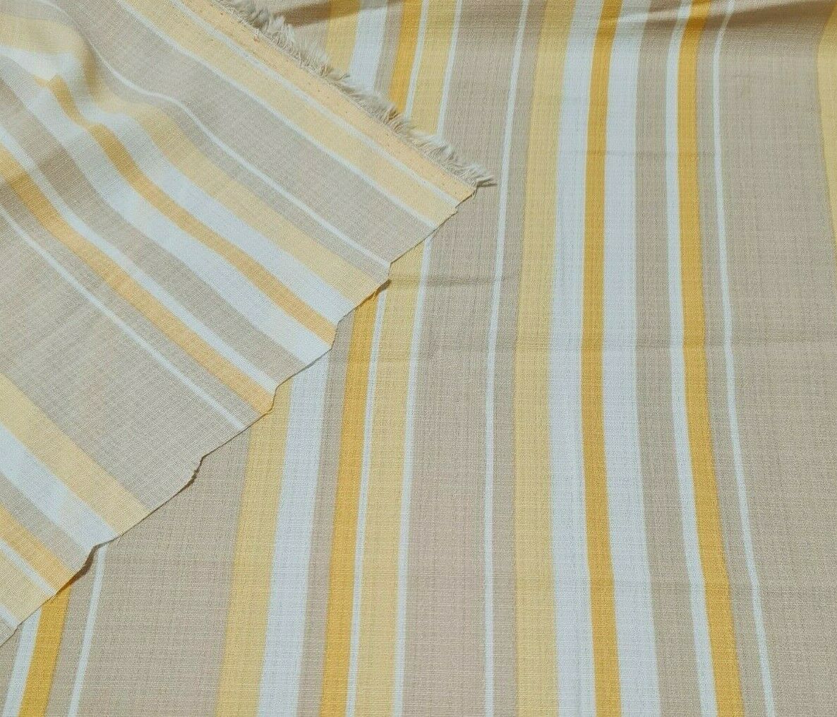 STRIPED LINEN LOOKING POLYESTER FABRIC-SOLD BY THE METRE