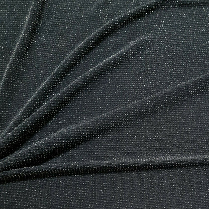 Jersey Lycra Fabric Silver Lurex Black And Dark Grey Colours Sold By The Metre