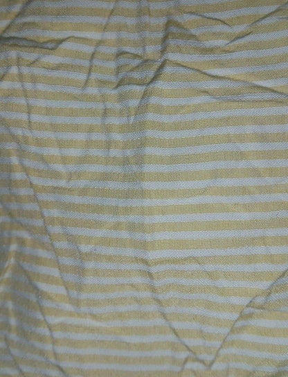 WHITE AND YELLOW STRIPED WRINKLED EFFECT POLYCOTTON FABRIC-SOLD BY THE METER