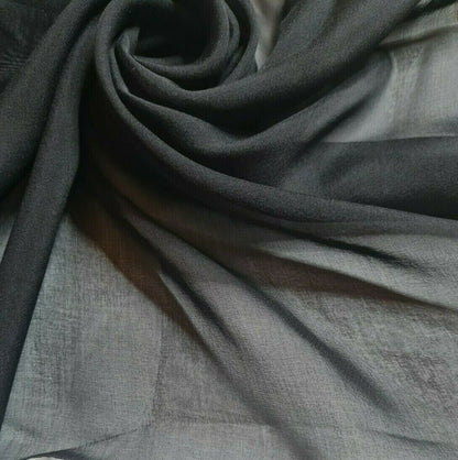 Pure Silk Chiffon Fabric Black Colour 51" Wide Sold ByMetre