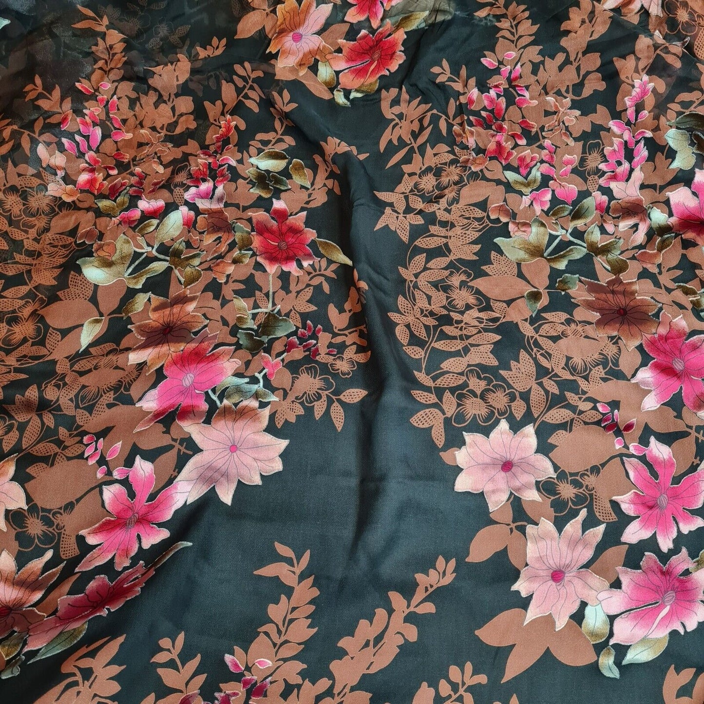 Burnout Chiffon Fabric Silk Visocose Blend Floral 43'' Wide Sold By The Metre