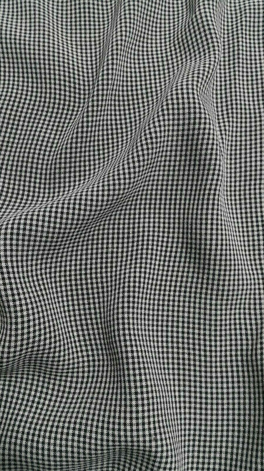 ECRU AND BLACK SMALL SQUARED VISCOSE/POLYESTER FABRIC-SOLD BY THE METER