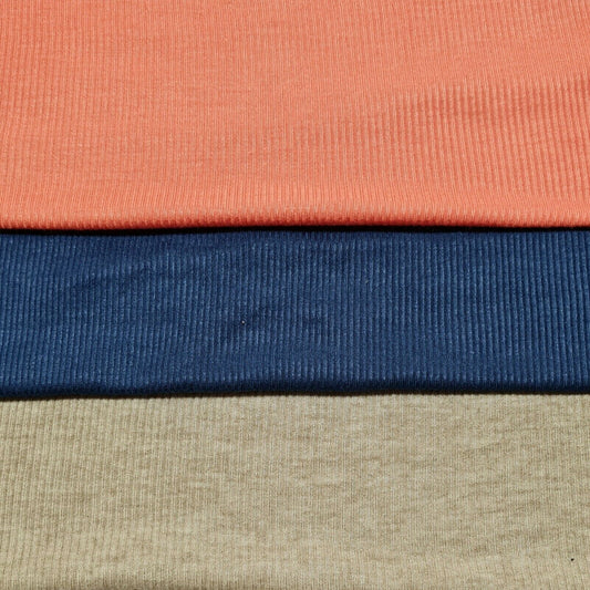 Stretch Viscose Rib Jersey Fabric 51" Wide 3 Colours