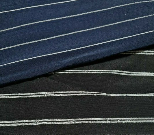 VISCOSE FABRIC STRIPED NAVY AND BLACK SOLD BY THE METRE