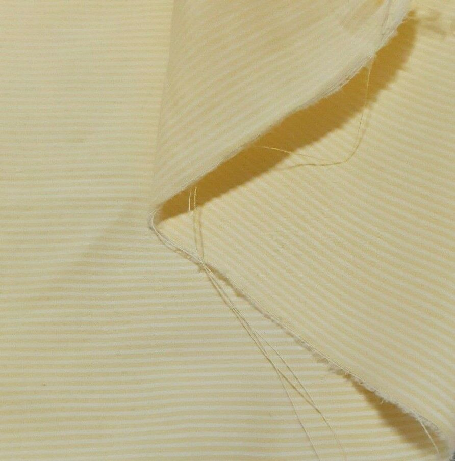 WHITE AND YELLOW NARROW STRIPED STRETCH SHIRT FABRIC - SOLD BY THE METRE