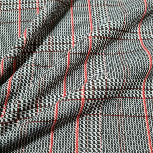 Jersey Ponte Fabric Checked Dressmaking Sold By The Metre