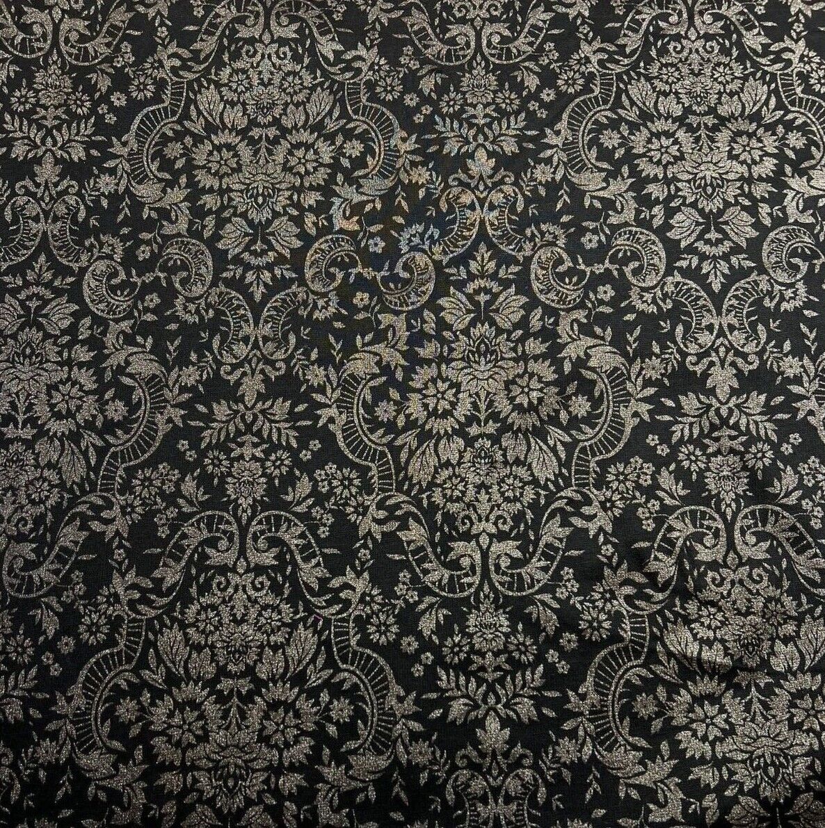 Ponte Jersey Fabric Silver Glitter Floral Printed 55" Wide Sold By Metre