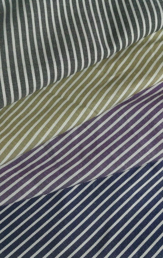 STRIPED POLY-COTTON FABRIC - SOLD BY THE METRE