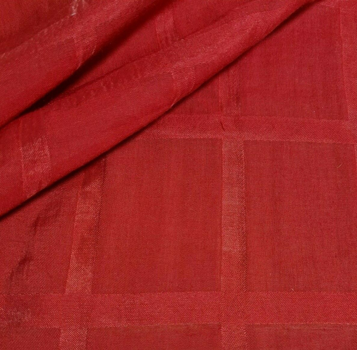 RED COLOUR CHECKED THIN VISCOSE NYLON MIX FABRIC - SOLD BY THE METRE