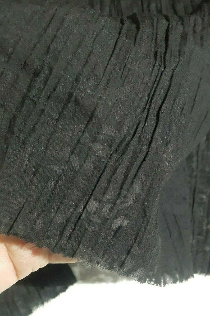 COTTON POLYESTER FABRIC PERFORARED AND CRINKLED BLACK COLOUR- SOLD BY METRE