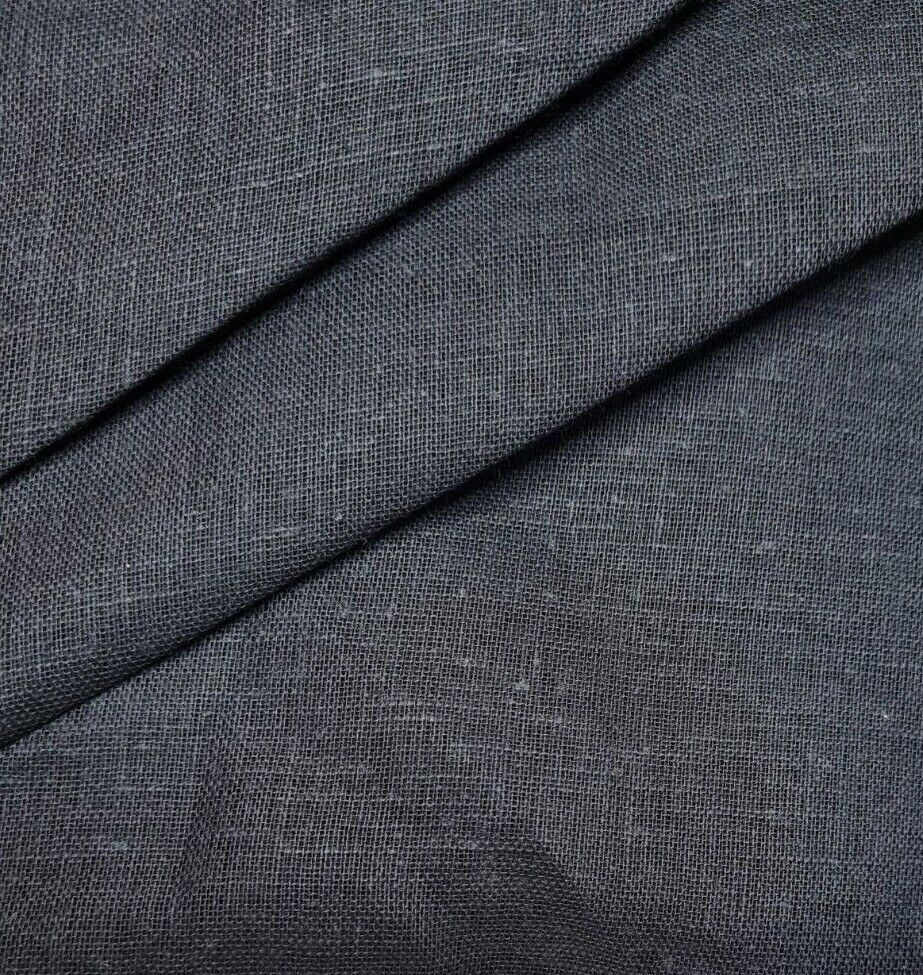 Thin Cotton Fabric  Linen Looking Black Colour 37" Wide Sold By Metre