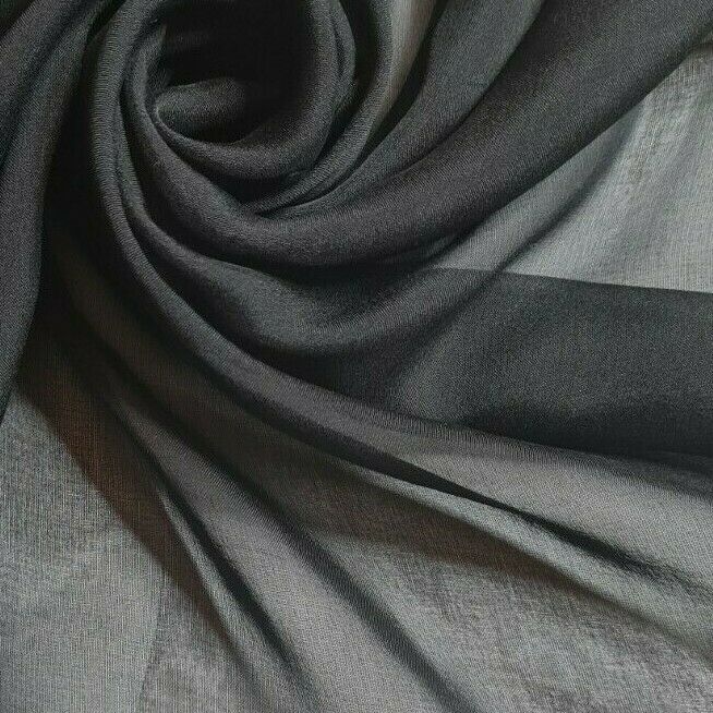 Pure Silk Chiffon Fabric Black Colour 51" Wide Sold ByMetre