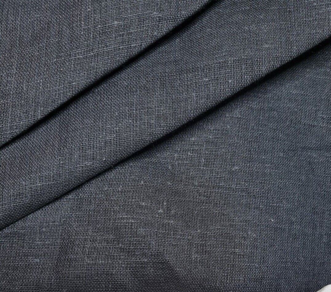 Thin Cotton Fabric  Linen Looking Black Colour 37" Wide Sold By Metre