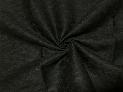 BLACK COAT FABRIC WITH BLACK LACES -SOLD BY THE METER