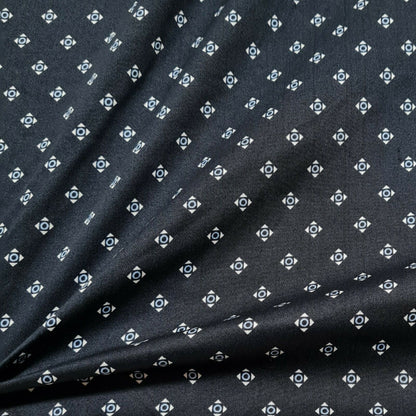 Cotton Satin Fabric Small Printed Dark Navy Colour 55" Wide Sold By The Metre