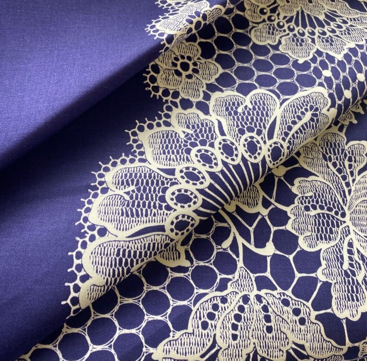 Navy cotton 2024 lace fabric